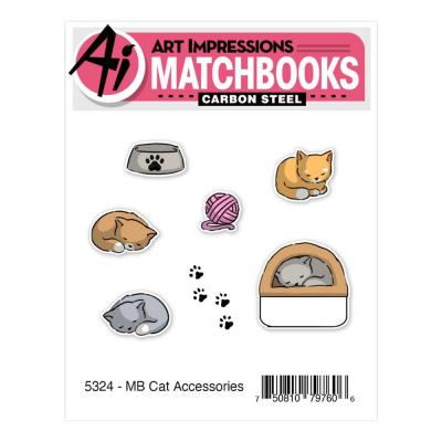 Art Impressions Matchbooks Stamp & Die Set - Cat Accessories